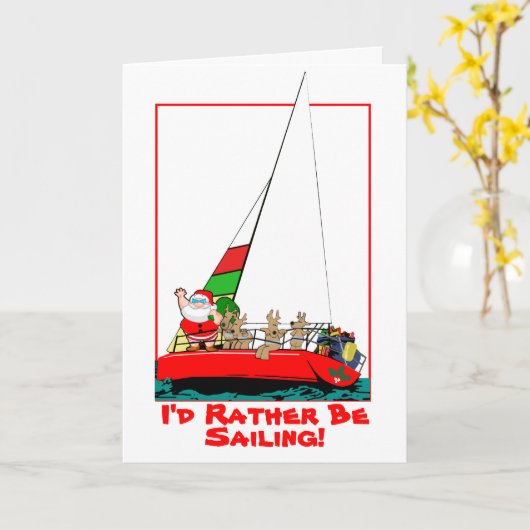 De kerstman zou liever op kerstkaart zeilen kaart (Gele Bloem)