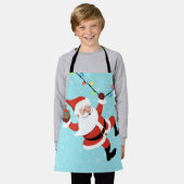 De kerstman zwaait op een touw kerstman schort (Gedragen)