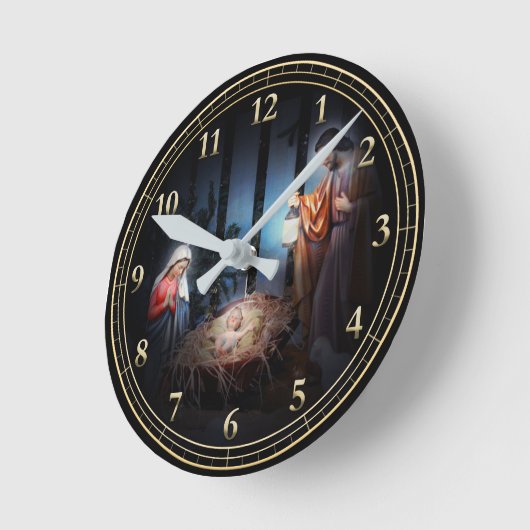 De kerstmanscène ronde klok (Hoek)