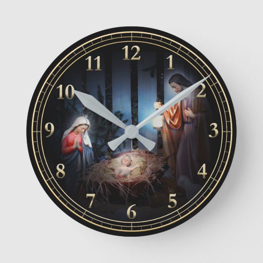 De kerstmanscène ronde klok (Voorkant)