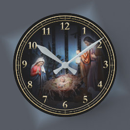 De kerstmanscène ronde klok