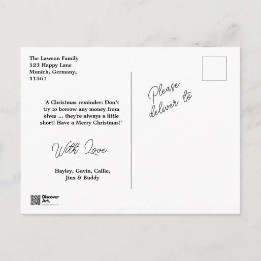 De kerstmarkt in München Duitsland Postca personal Briefkaart (Achterkant)