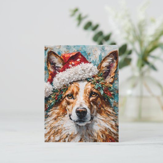 De Kerstmis Collie Briefkaart (Staand voorkant)