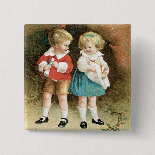 De Kerstmis Kerst Kinderen Vierkante Button 5,1 Cm (Voorkant)