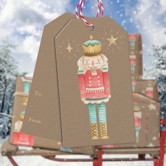 De Kerstmis Notenkraker Rustieke Kraft Cadeaulabel