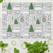 De Kerstmis van de stad Persoonlijke hand-Drawn Wh Theedoek (Gevouwen)