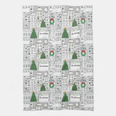 De Kerstmis van de stad Persoonlijke hand-Drawn Wh Theedoek (Verticaal)