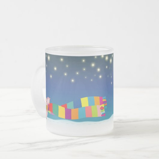 De kerstmok van Little Pig Matglas Koffiemok (Voorkant links)