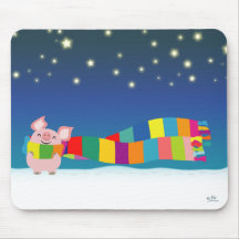 De kerstmousepad van Little Pig