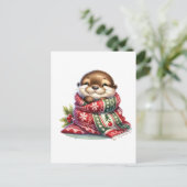 De kerstotter in een sjaal briefkaart (Staand voorkant)