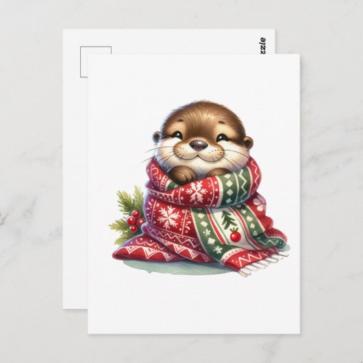 De kerstotter in een sjaal briefkaart (Voorkant / Achterkant)