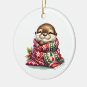 De kerstotter in een sjaal keramisch ornament (Links)