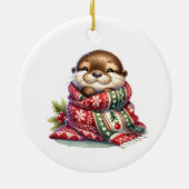 De kerstotter in een sjaal keramisch ornament (Achterkant)