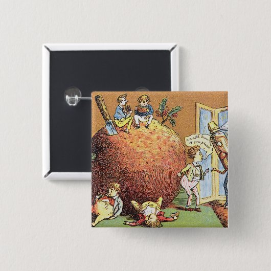 De kerstpodding vierkante button 5,1 cm (Voorkant /achterkant)