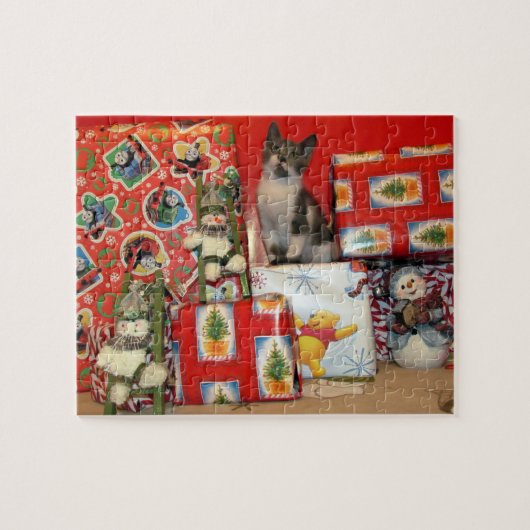 De kerstpuzzel van Bob - Kat / Keuken Legpuzzel (Horizontaal)