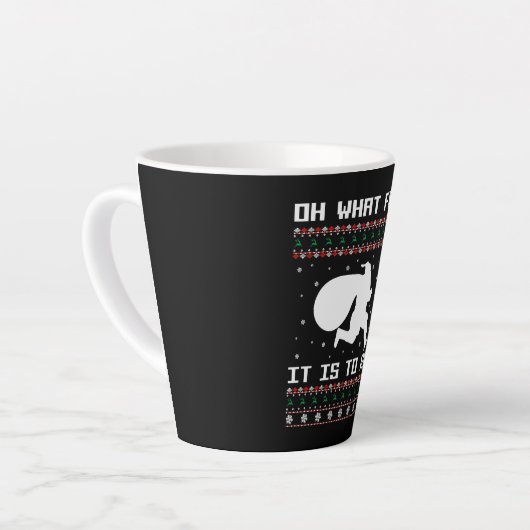 De kerstrun, wat leuk is het om te rennen latte mok (Linkerhoek)