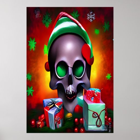 De kerstschedel | AI Art Poster (Voorkant)
