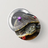 De kerstschildpad vermoorden ronde button 5,7 cm (Voorkant /achterkant)
