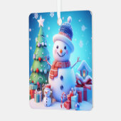 De kerstsfeer van een sneeuwman metalen ornament (Voorkant links)