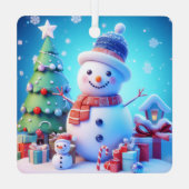 De kerstsfeer van een sneeuwman metalen ornament (Achterkant)