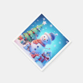 De kerstsfeer van een sneeuwman servet (Hoek)