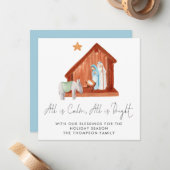 De kerststal is rustig vlak notitiekaartje (Voorkant / Achterkant in situ)