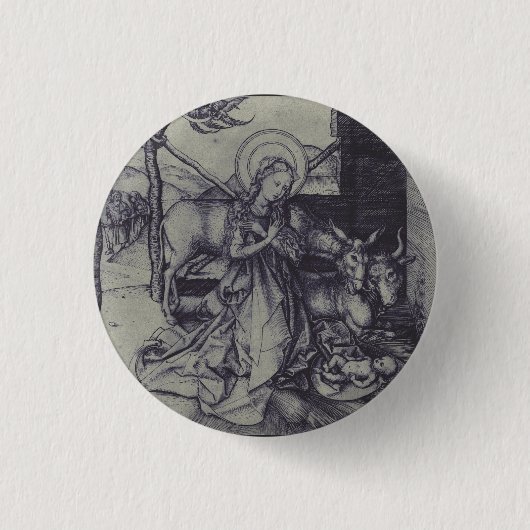 De Kerststal Stark Ink Art Ronde Button 3,2 Cm (Voorkant)