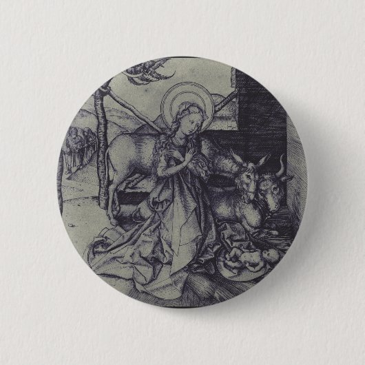 De Kerststal Stark Ink Art Ronde Button 5,7 Cm (Voorkant)
