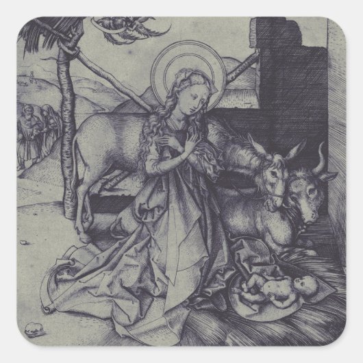 De Kerststal Stark Ink Art Vierkante Sticker (Voorkant)