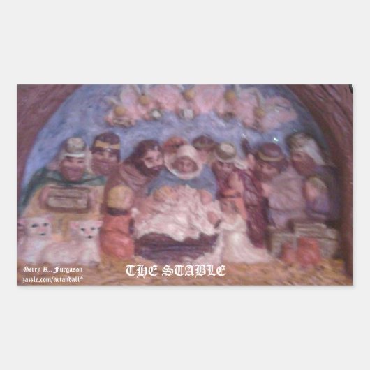 "DE KERSTSTALLEN" RECHTHOEKIGE STICKER (Voorkant)
