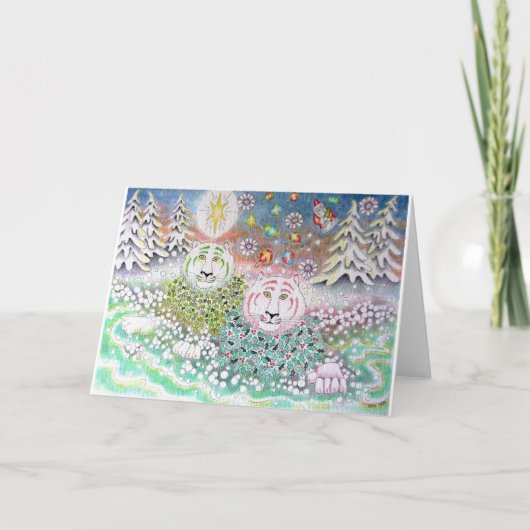 De kersttijgers feestdagen kaart (Voorkant)