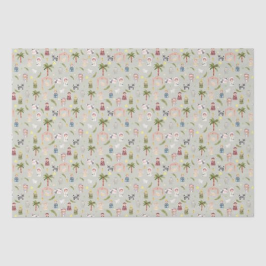 De kerstvakantie-themakrant Natitivity Tissuepapier (Voorkant)