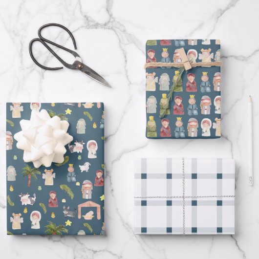 De kerstvakantiemarine van de provincie Nativity Inpakpapier Vel (Voorkant)