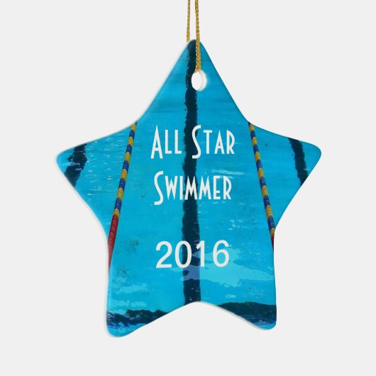 De kerstversiering met de foto van Swimmer Keramisch Ornament (Rechts)