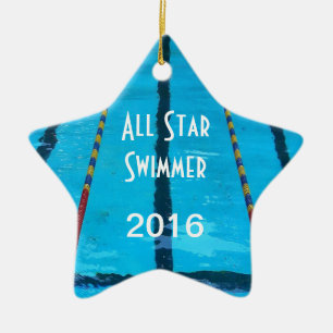 De kerstversiering met de foto van Swimmer Keramisch Ornament