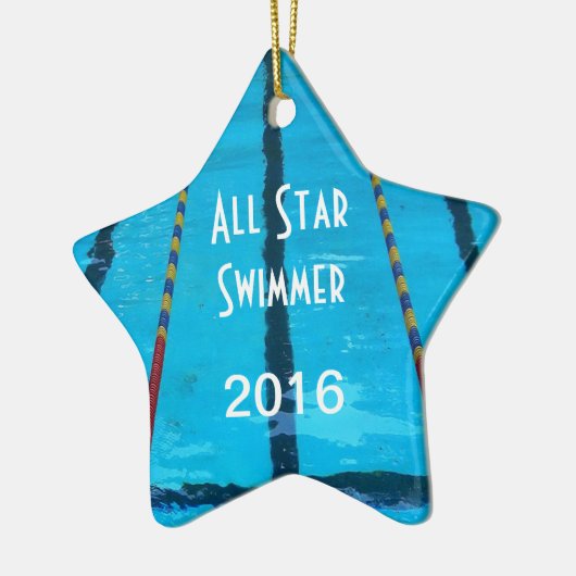 De kerstversiering met de foto van Swimmer Keramisch Ornament (Links)