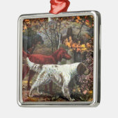 De kerstversiering met drie setters metalen ornament (Links)