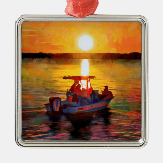 De kerstversiering met zonsondergang binnenvallen metalen ornament (Voorkant)