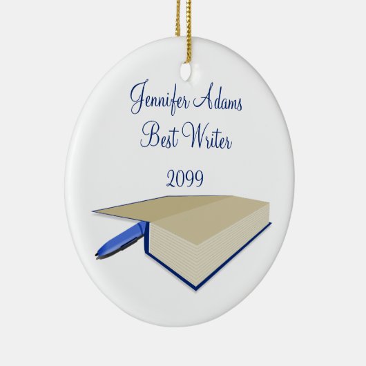 De kerstversiering van de schrijver keramisch ornament (Rechts)