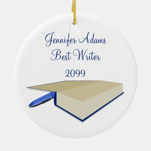 De kerstversiering van de schrijver keramisch ornament (Achterkant)