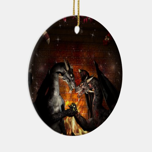 De kerstversiering van een draak keramisch ornament (Rechts)