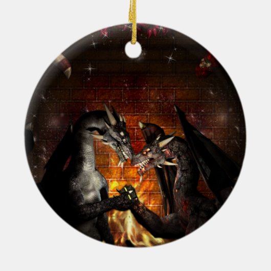 De kerstversiering van een draak keramisch ornament (Achterkant)