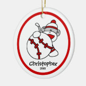 De kerstversiering van Sock Monkey Baseball Boy Keramisch Ornament (Links)