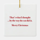 De kerstvierkant Naughty Vizsla, sierlijk Keramisch Ornament (Achterkant)