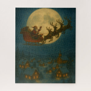 De Kerstvlucht van de Kerstman – Maanverlichte Ker Legpuzzel