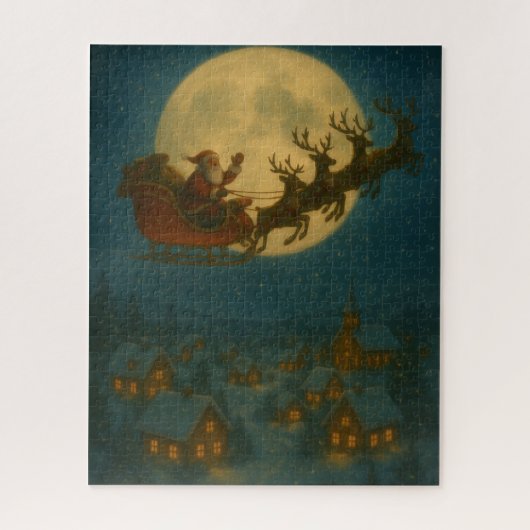 De Kerstvlucht van de Kerstman – Maanverlichte Ker Legpuzzel (Verticaal)