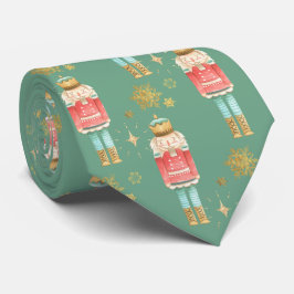 De kerstvoedingskraker Golden Snowflakes Green Stropdas