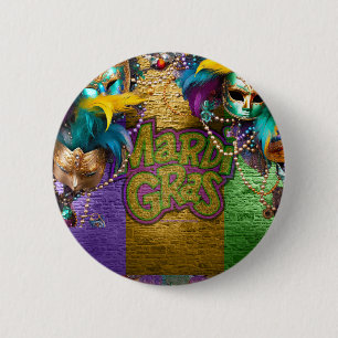De Kettingen van de Mardi Gras Bead van SlipperyJo Ronde Button 5,7 Cm