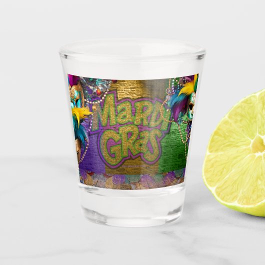 De Kettingen van de Mardi Gras Bead van SlipperyJo Shot Glas (Voorkant)