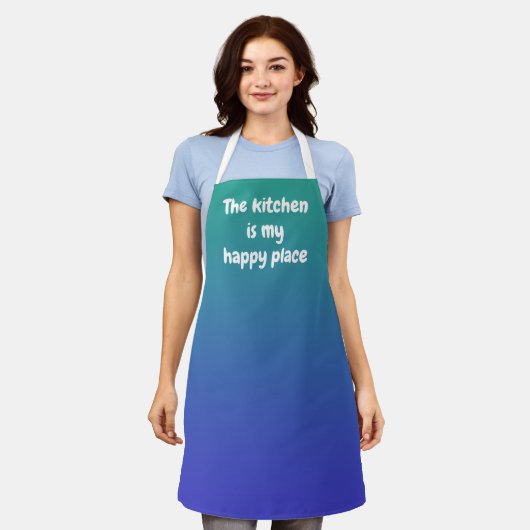De Keuken is mijn Happy Place Green Blue Schort (Gedragen)